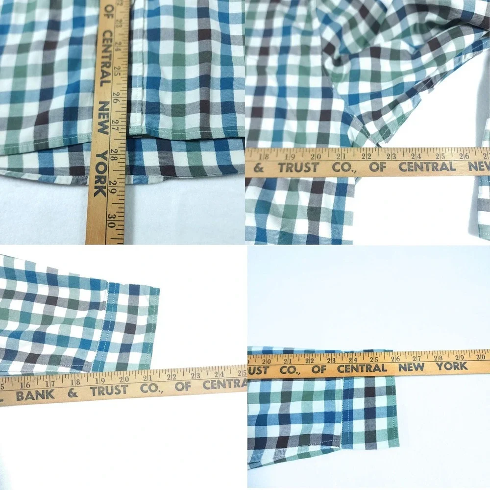 The North Face Mens Long Sleeve Gingham Button Up Shirt Large L Blue Green Brown - Picture 7 of 7